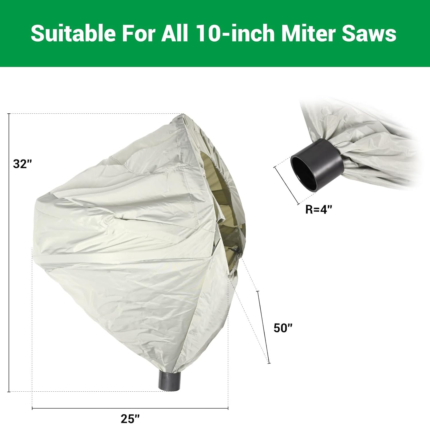 Table Miter Saw Collection Hood for Dust Solution, Heavy-Duty Oxford Fabric Foldable Dust Collector for Woodworking with Accessories and Storage Bag, Fits All Miter Saws, Silver