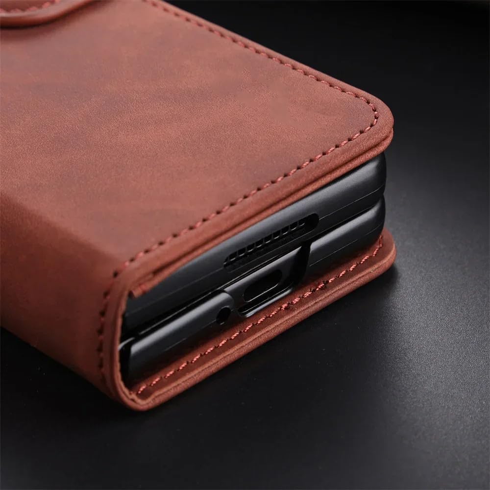 Funda de Cuero con Tapa para Samsung Galaxy Z Fold 5, 4, 3, Fold5, Fold4, Fold3, 5G, Color Azul, para Samsung Galaxy Z Fold3