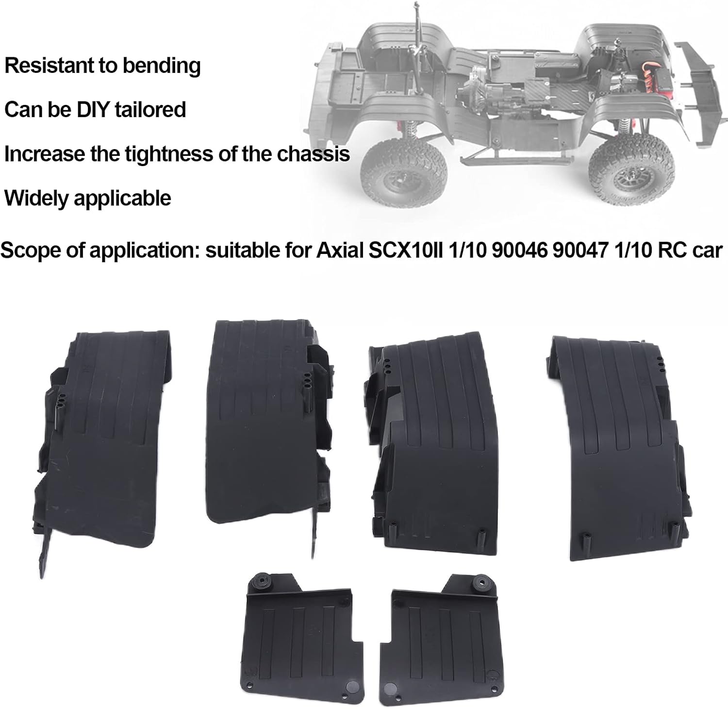 RC Mudguards Plastic Anti?Bending RC Fenders for SCX10II 90046 90047 1/10 Remote Control Car