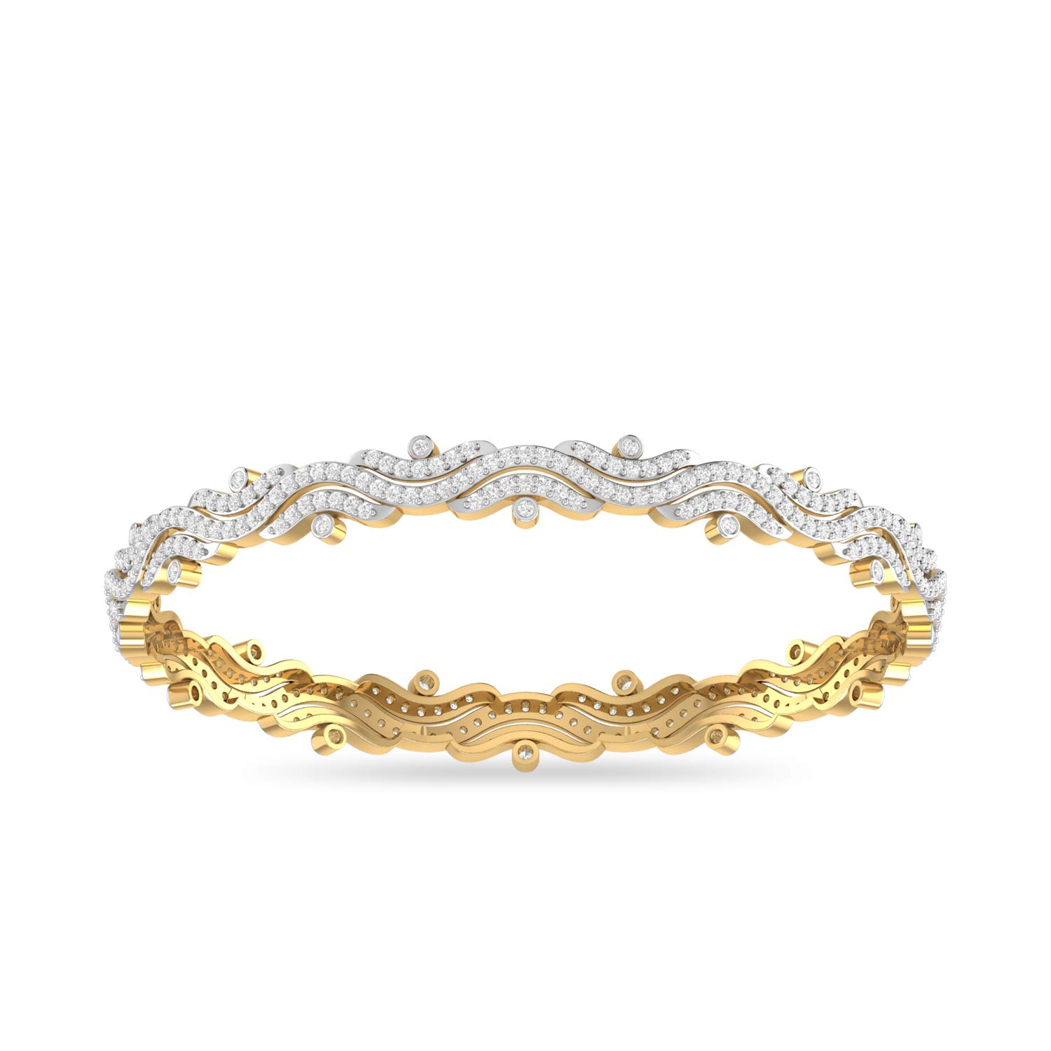 14k (585) Yellow Gold and Solitaire Bangle for Women