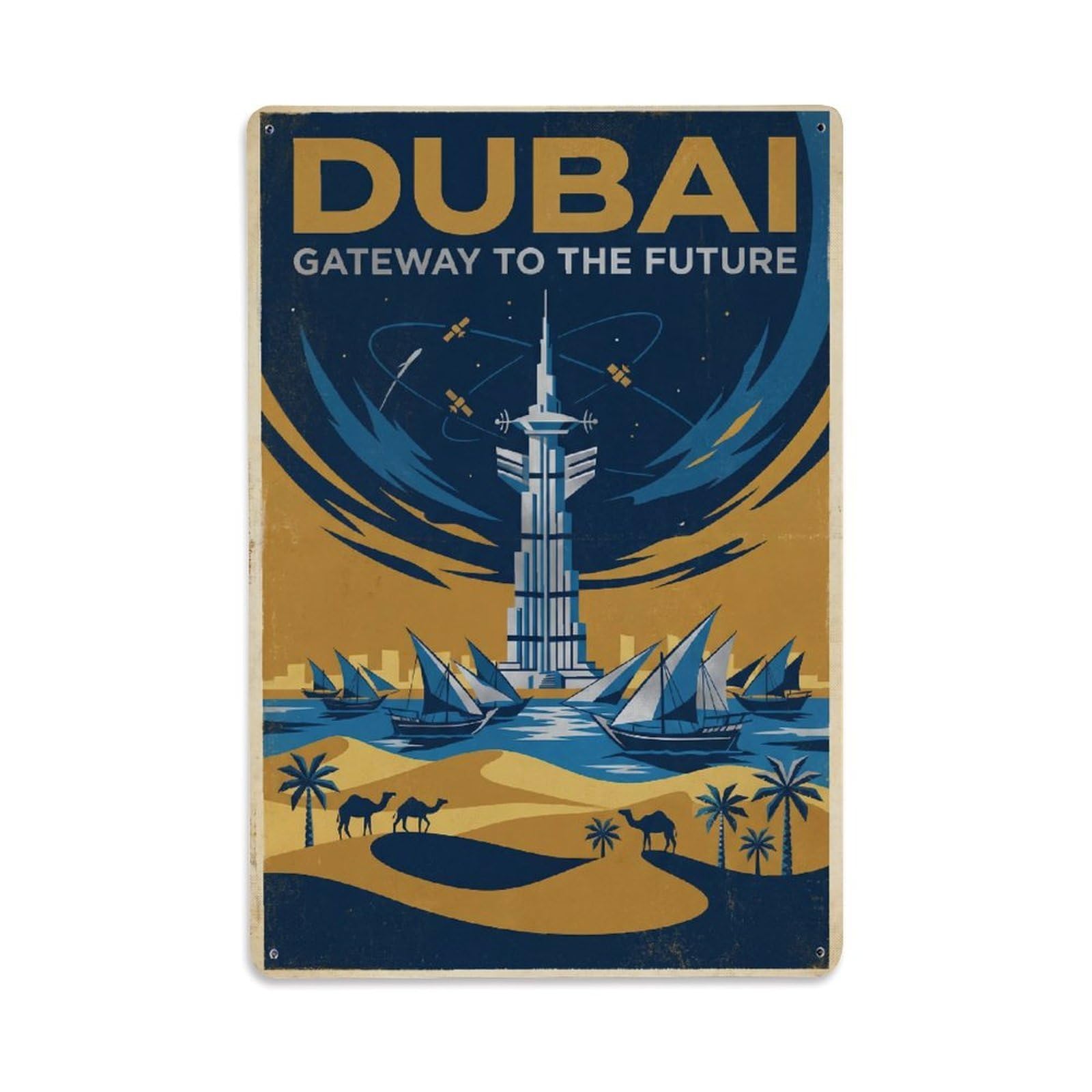 Metal Tin Sign Retro UAE Dubai Travel