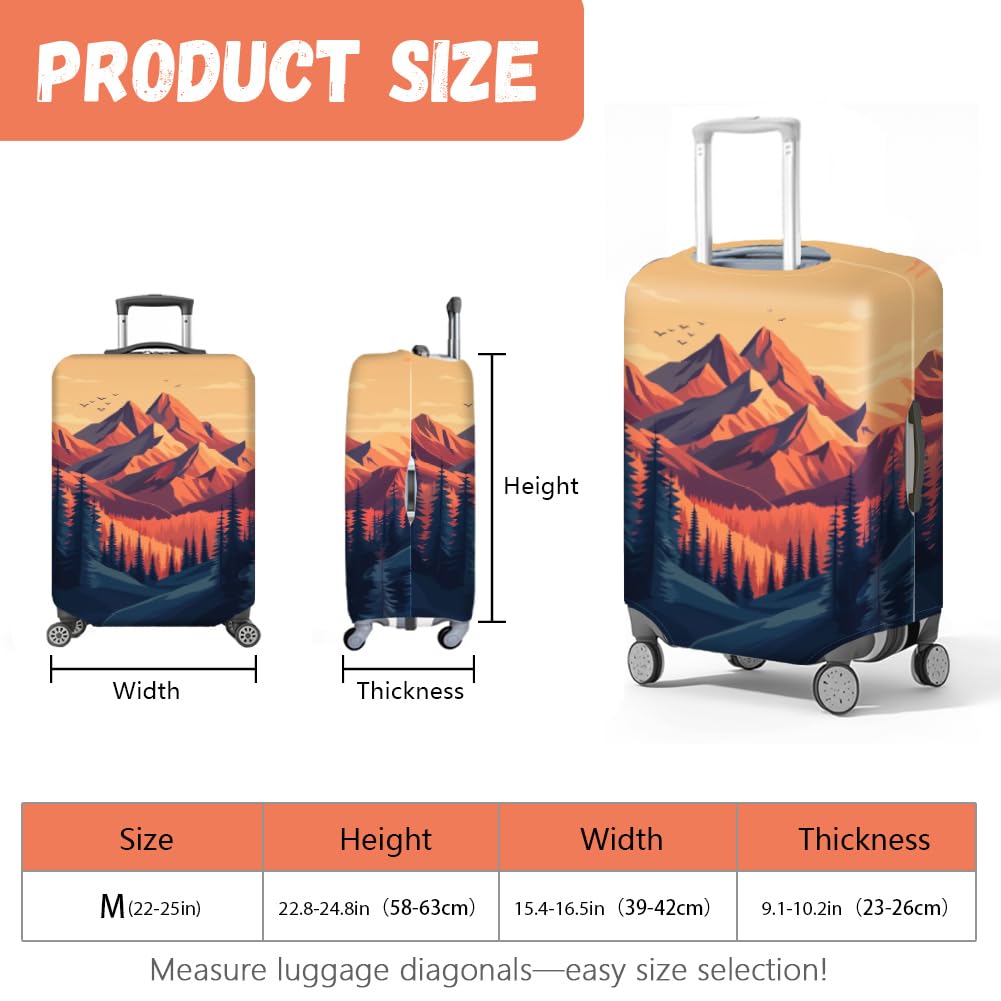 MAYJOYDIY Berggipfel Gepäckabdeckungen Geschichtete Wälder Elastische Gepäckhülle Modisches Staubdichte Kofferhülle Kratzfest Waschbar Kofferschutz M Passend Für 56-63cm Großes Gepäck