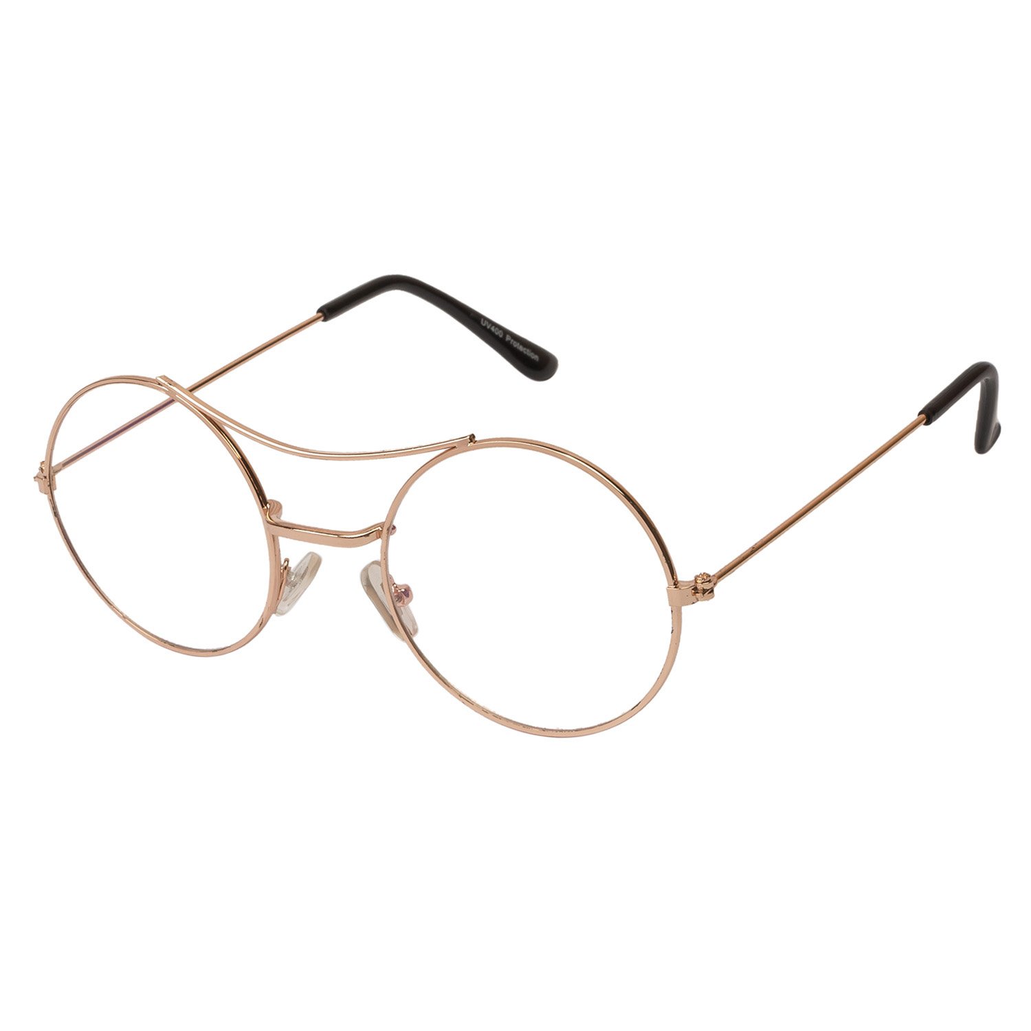 Gandhi Round Shape Gold-Transparent UV Protection Sunglasses | Frame For Men & Women [MA-305-S2 ]-image-32