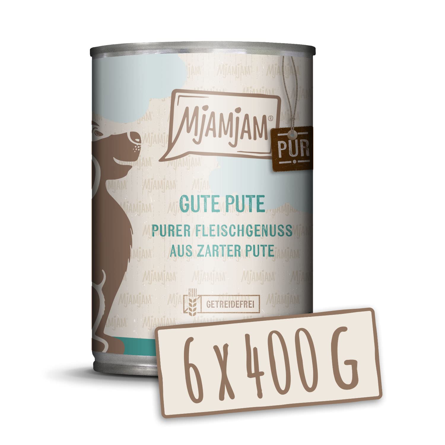 MjAMjAM - Premium Wet Food for Dogs - Good Pure Turkey, Pack of 6 (6 x 400 g), Grain-Free with Extra Meat