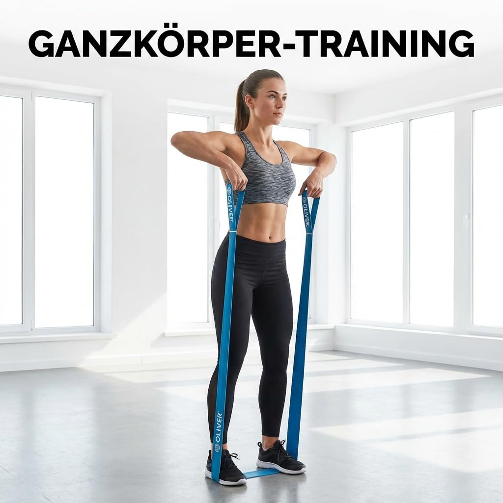 OLIVER Tex-O Maxiband 3er Set All-in-One – Widerstandsband aus Textil mit 8 nummerierten Loops, 7/10/15 kg (Magenta/Türkis/Lemon), Länge ca. 118 cm – Ganzkörpertraining, Warm-up, Mobility & Kraft