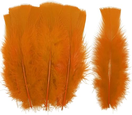 100 plumas planas de pavo naranja de 4 a 6 pulgadas, plumas esponjosas para manualidades, máscaras, sombreros, decoración de atrapasueños,