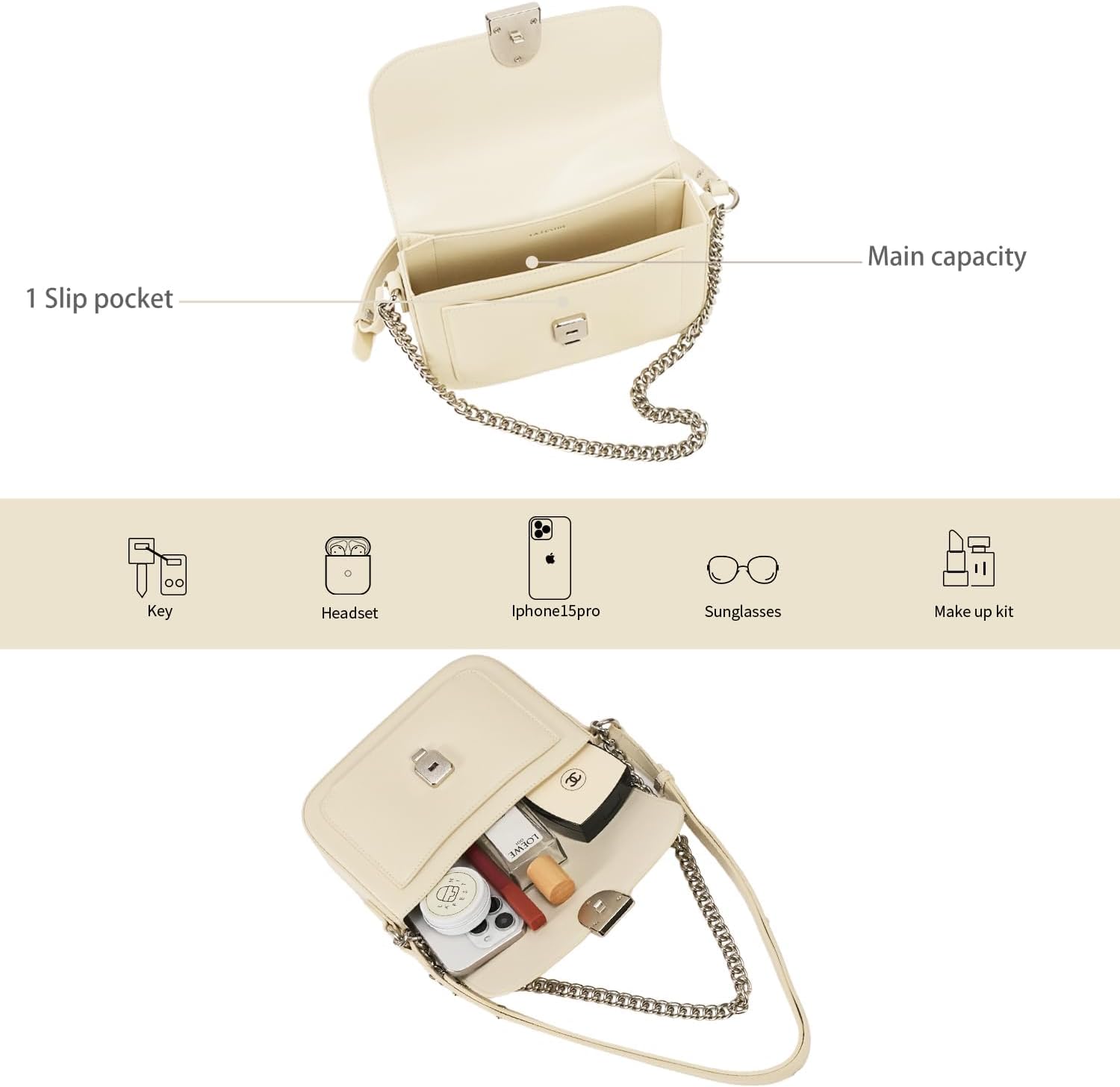 LA FESTIN Leather Crossbody Purse for Women with Adjustable Strap Trendy Designer Purses and Handbags - Image 5