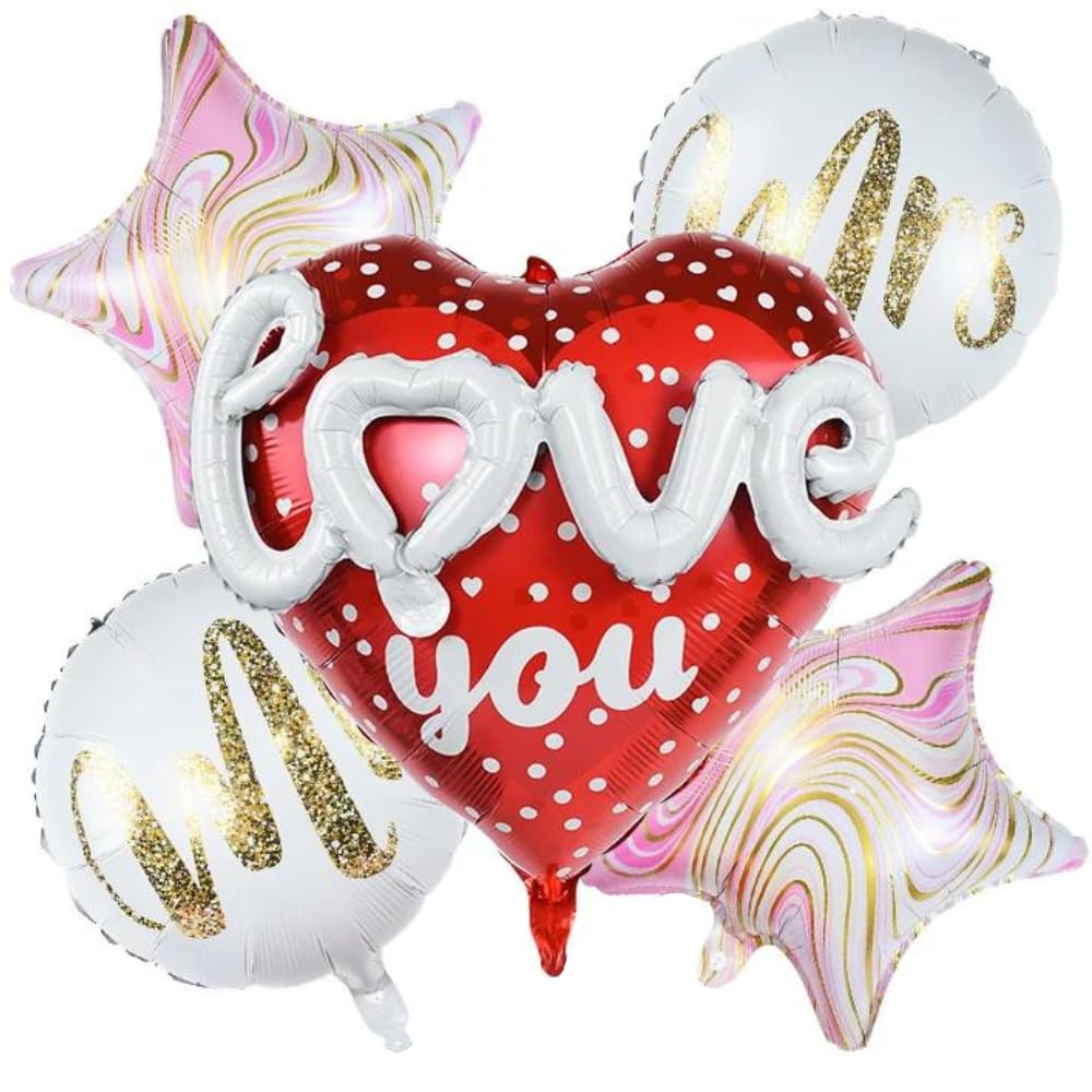 DIWULI Ballon-Set Love You • Globo Corazón Mr & Mrs • coración Boda Fiesta Boda Just Married • Boda Amor Love Compromiso Novios • Globo Foil Romántico San Valentín