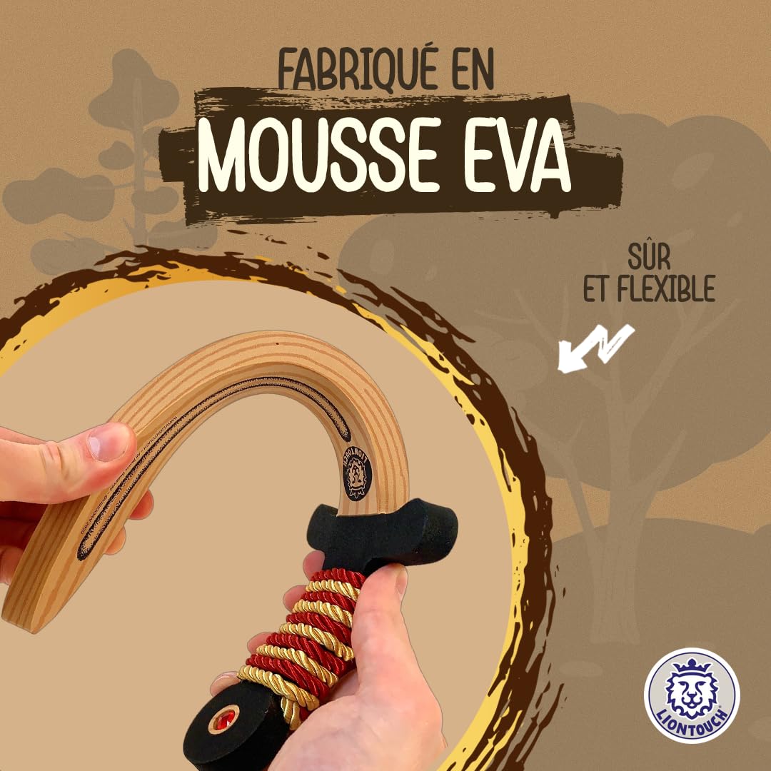 Liontouch Épée WoodyLion Or/Rouge Petite Taille 3-6 Ans Poignard en Mousse pour Enfants