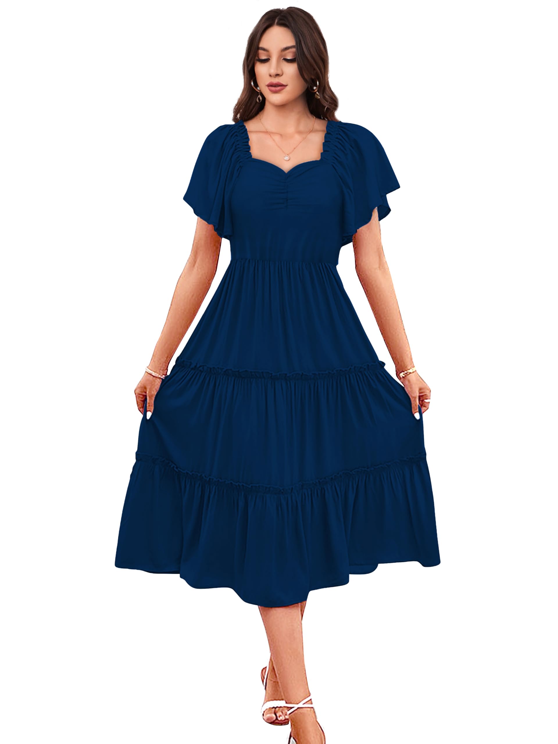 Toochki Dress For Women | Dresses For Women | Fit & Flare Dress | Anarkali Dress For Women | Midi Length Dress | Rayon Dresses | One Piece Dress For Women | Teal Blue Dress
