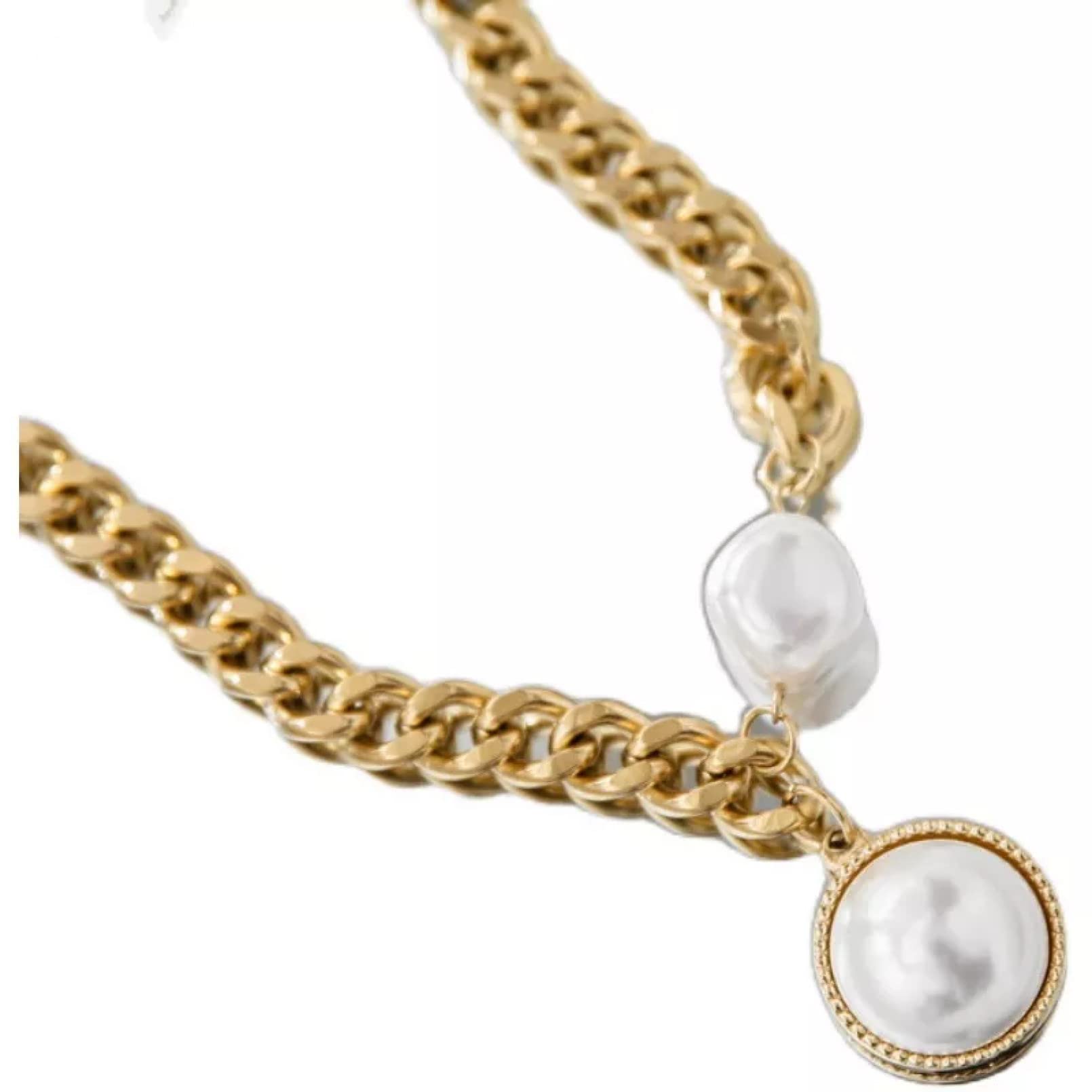 YAZILIND Women's Chunky Skull Pendant Necklace - Gold Plated Vintage Layered Chain