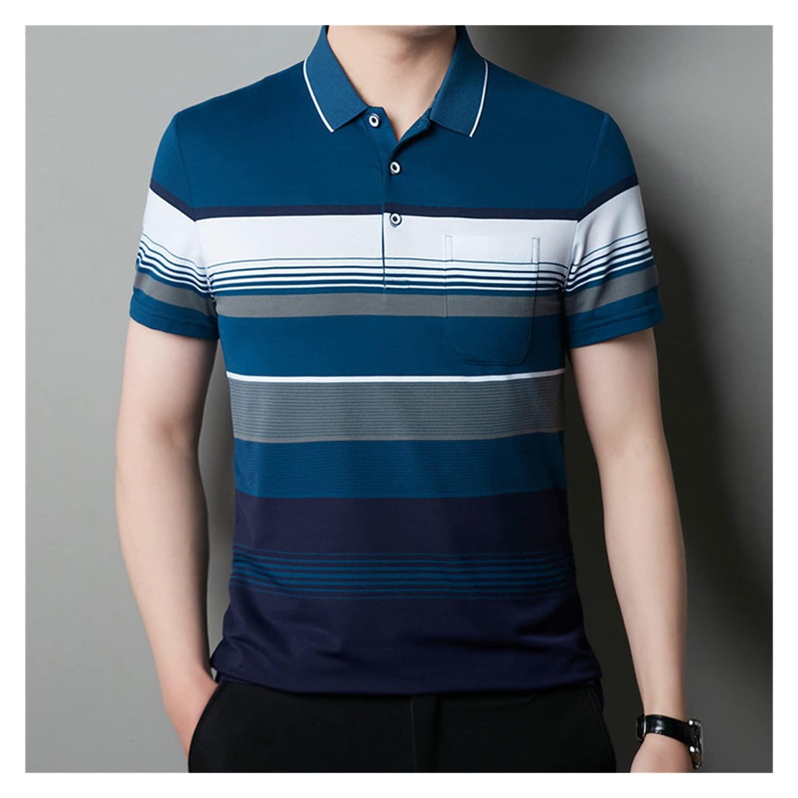 XXXDXDP Polo Shirt Men's Short Sleeve Striped Soft Summer Clothes