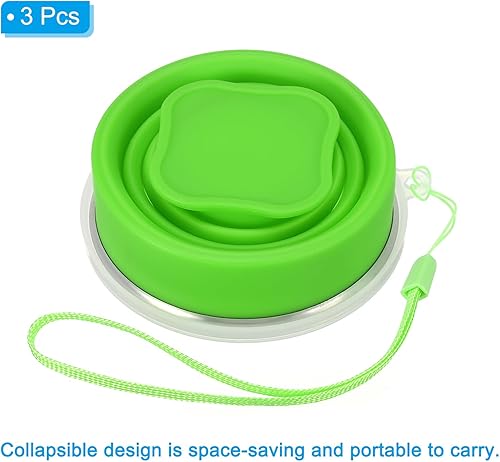 Miniatura 3 de PATIKIL Taza de viaje plegable, paquete de 3 vasos de agua plegables de viaje de 6.8 fl oz, taza de silicona portátil para beber para acampar,