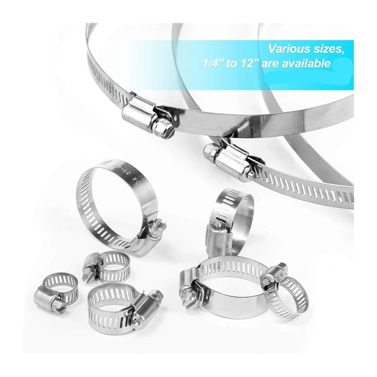 Schneckengetriebe-Schlauchschelle, Edelstahl 304, 6–70 mm verstellbar