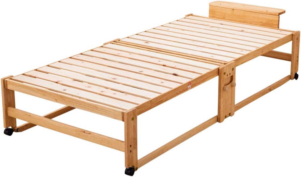 Amazon.co.jp Emoor Hinoki Folding Bed with LShaped Headboard, High