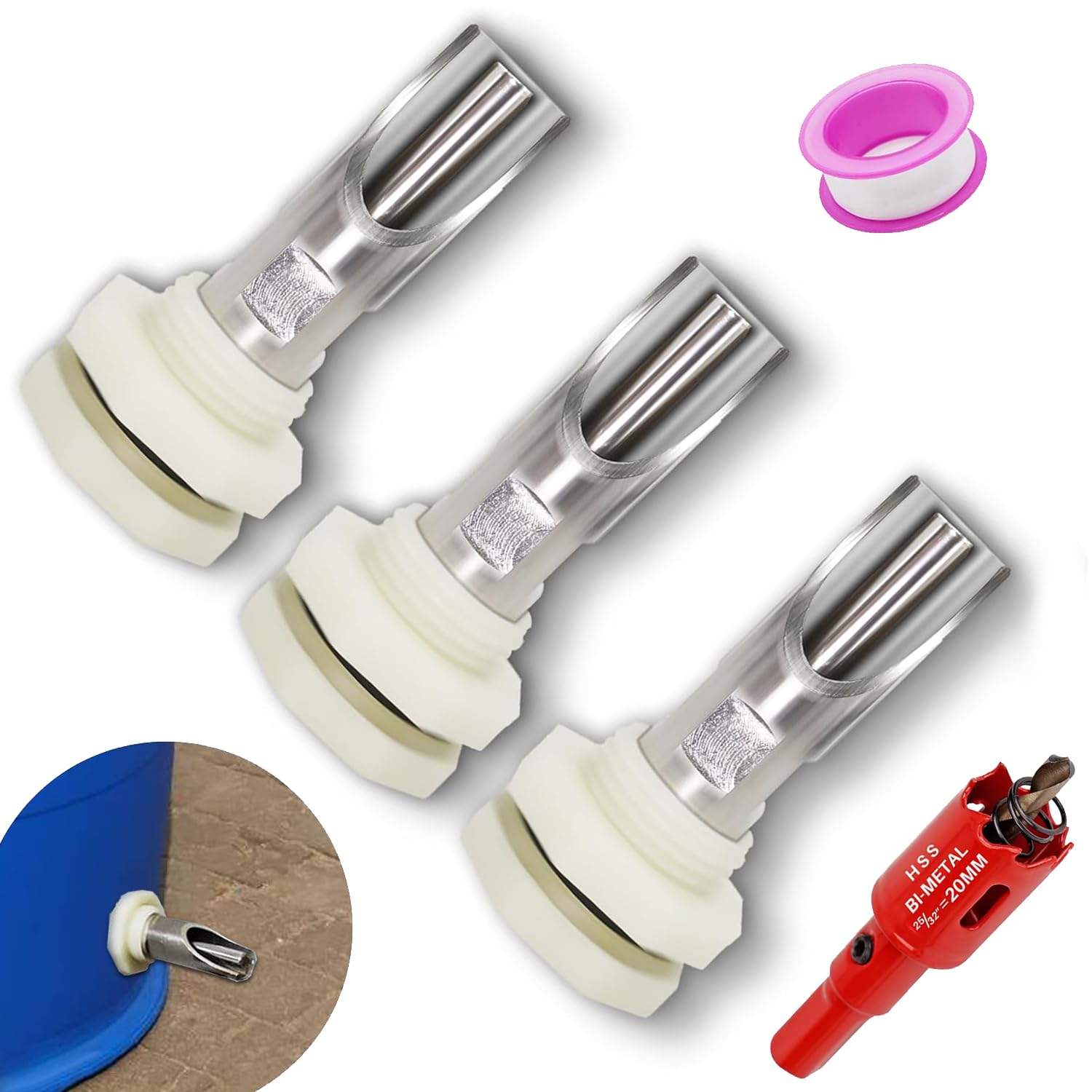 Pig Waterer 3 PCS Automatic Pig Drinkers with 3 Pcs Plastics Water Tank Connector 1Pcs Hole Opener Pig Waterer Feeder Systems Kit for Hog Pig Goats Swine Piglets Drinking