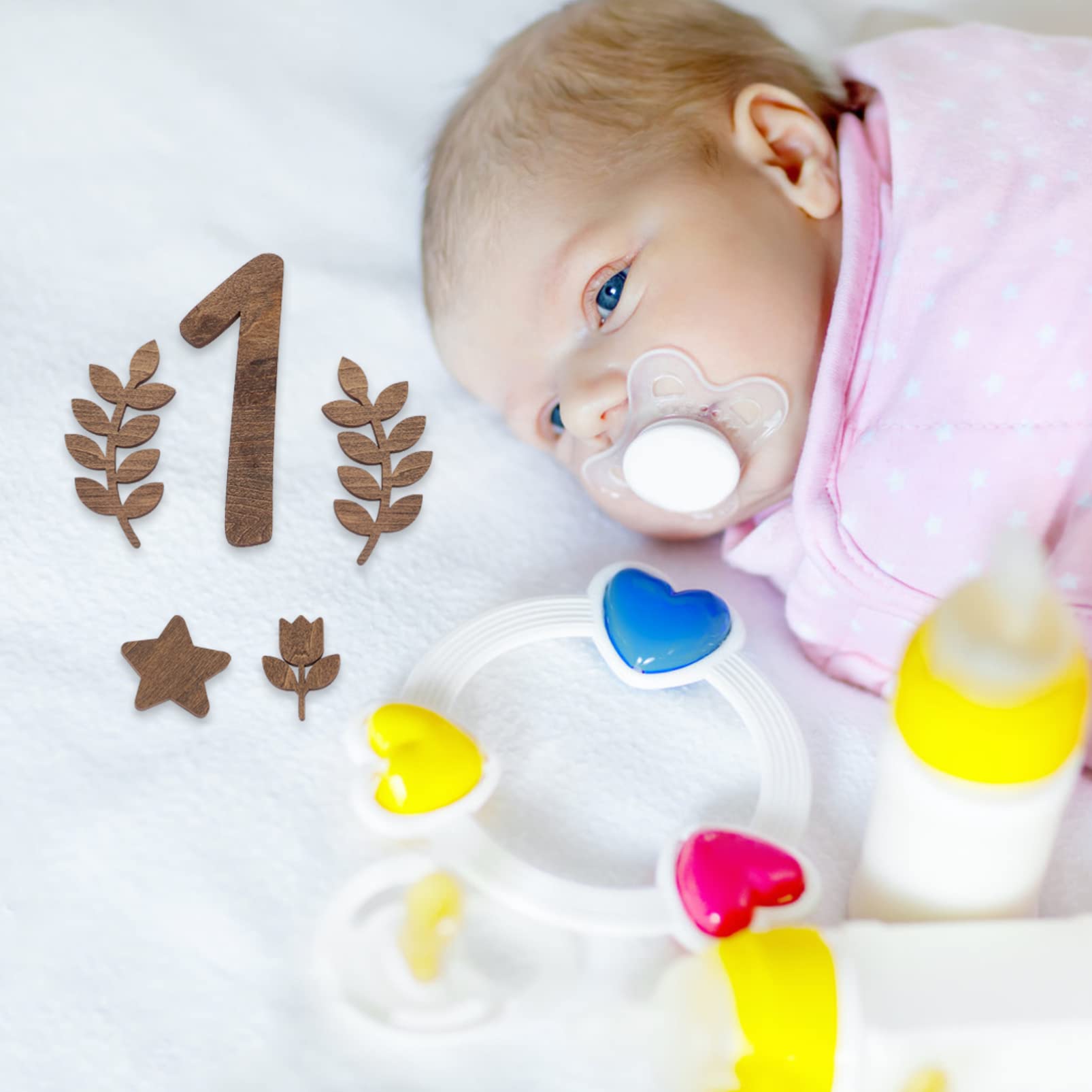 1 Satz Babyzahlen Schild für Babyparty und Meilensteine | Braun, Leicht und Wiederverwendbar, Glatte Kanten, für Fotoaufnahmen und Dokumentation