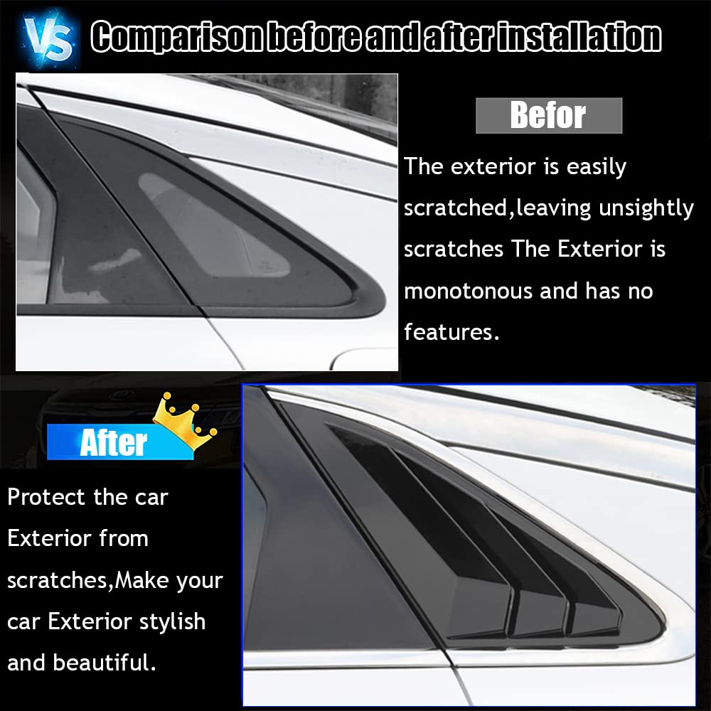 Kakash Custom Exterior Accessories for Kia K5 2021 2022 ABS Material Racing Style Rear Side Window Louvers Air Vent Scoop Shades Cover Blinds Trim 2Pcs/Set(Carbon Fiber)