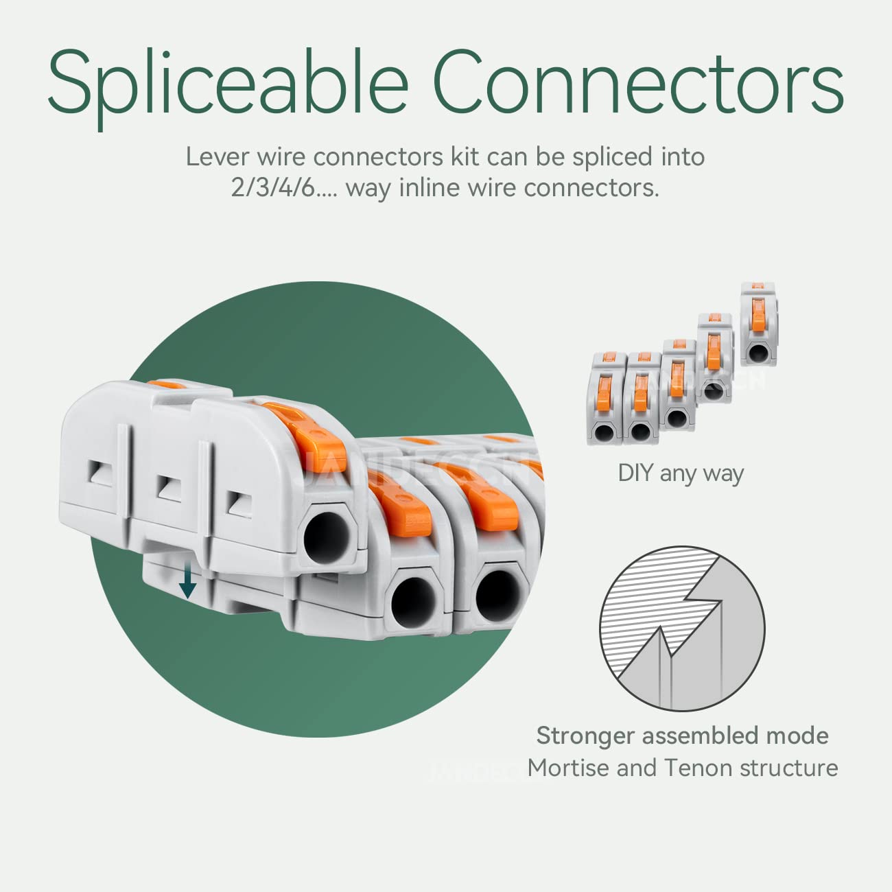 50 Stück DIY Drahtverbinder, DIY Spleißen in 2/3/4/5 Stecker-Set für Schaltkreis Inline 24-12 AWG