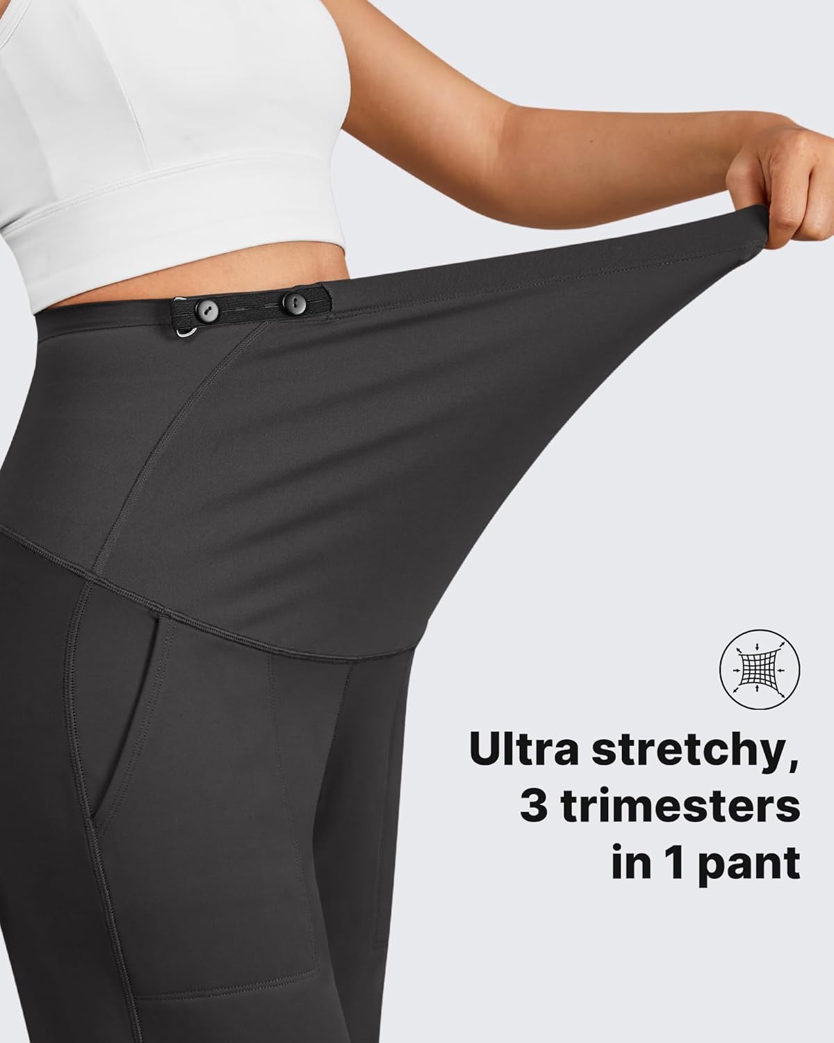 G4Free EverGoing Fleece Lined Maternity Wide Leg Pants Over The Belly Pregnancy Trousers with Pockets - Image 4