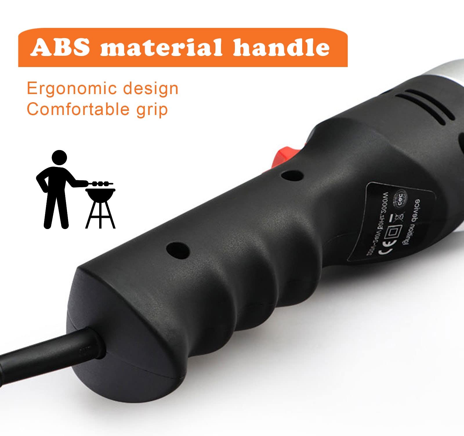Grillanzünder Elektrisch, Anzünder ​für Holzkohle mit Verbrühschutz Bügel, Multifunktions Looftlighter für Kamin Lagerfeuer Feuerstellen, 2000W/650°C, Physikalische Heizmethode (Color:Silver)