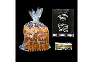 Essential 11"x 14" Cellophane Bread Loaf Bags with Zip Ties - 100 Pack