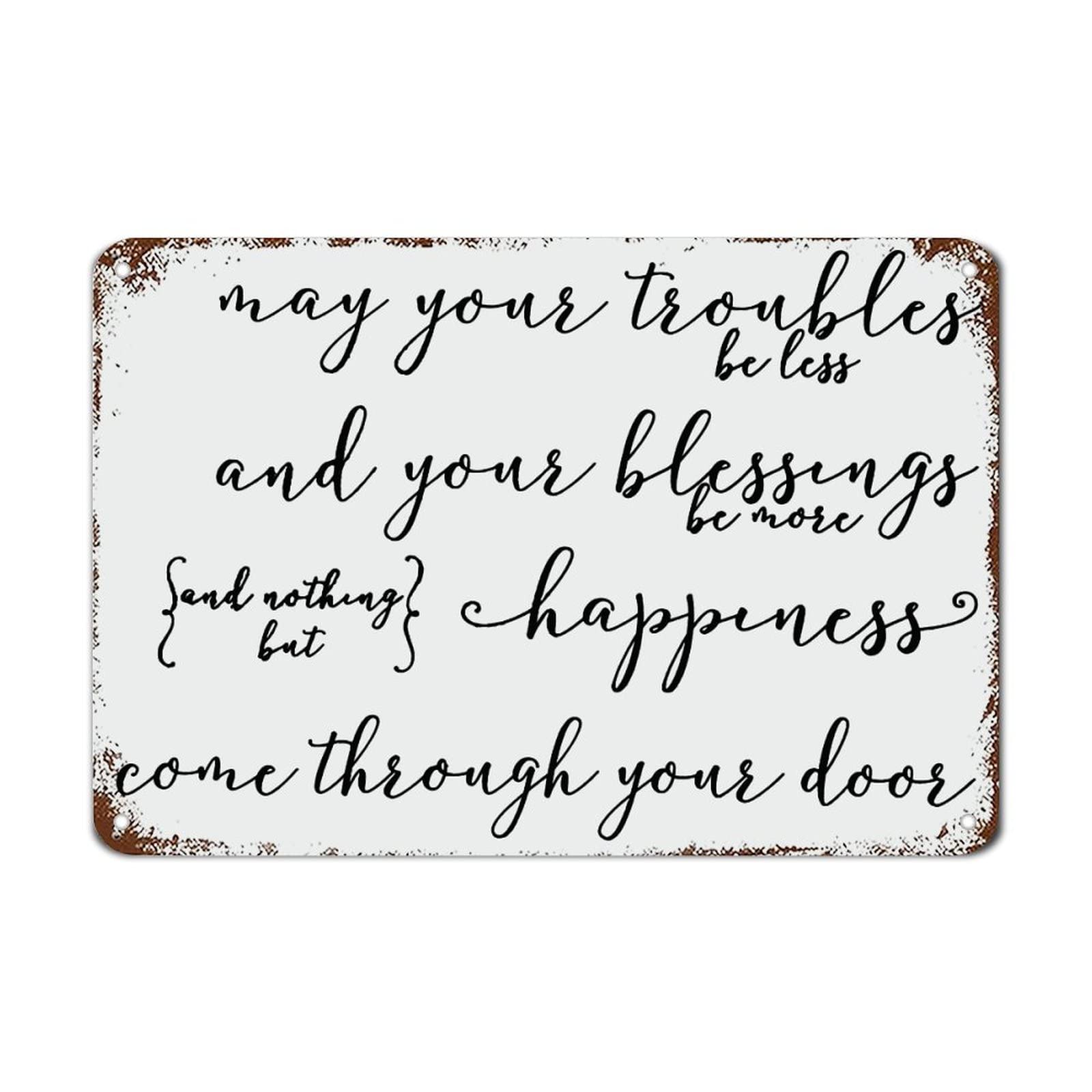 Irish Blessing Celtic Shamrock Decor Rustic House Bless Metal Sign with Sayings Metal Sign Motivational Wall Decor for Living Room Rustic Wall Art Kitchen Wall Hanging Signs Wall Sign 8 X 12 Inch