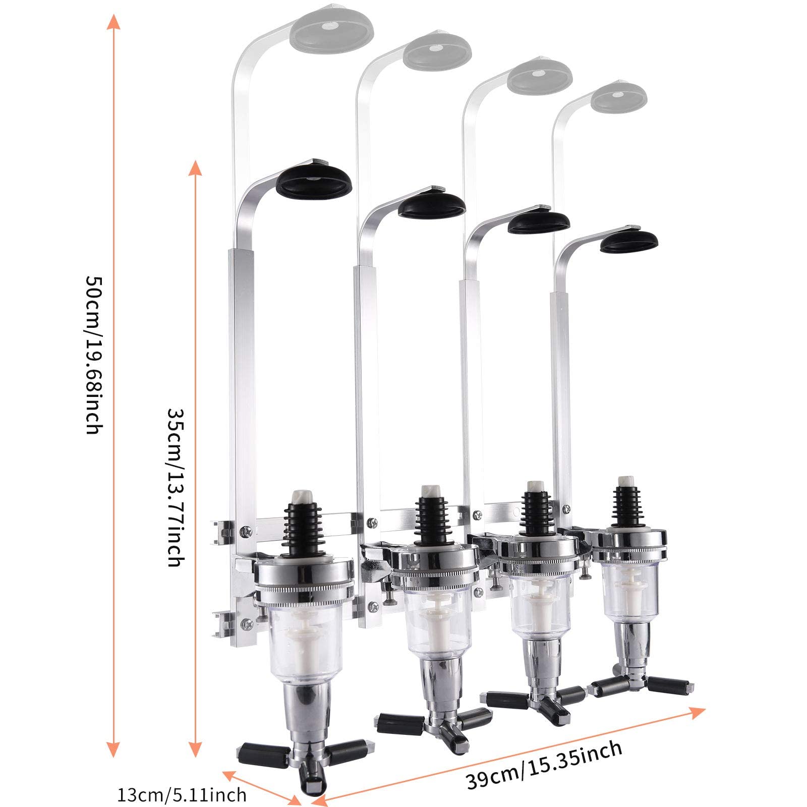 Relaxdays Barbutler Wand, Portonierer für 8 Flaschen, Profi Portionierer 3 cl, Bar Accessoire