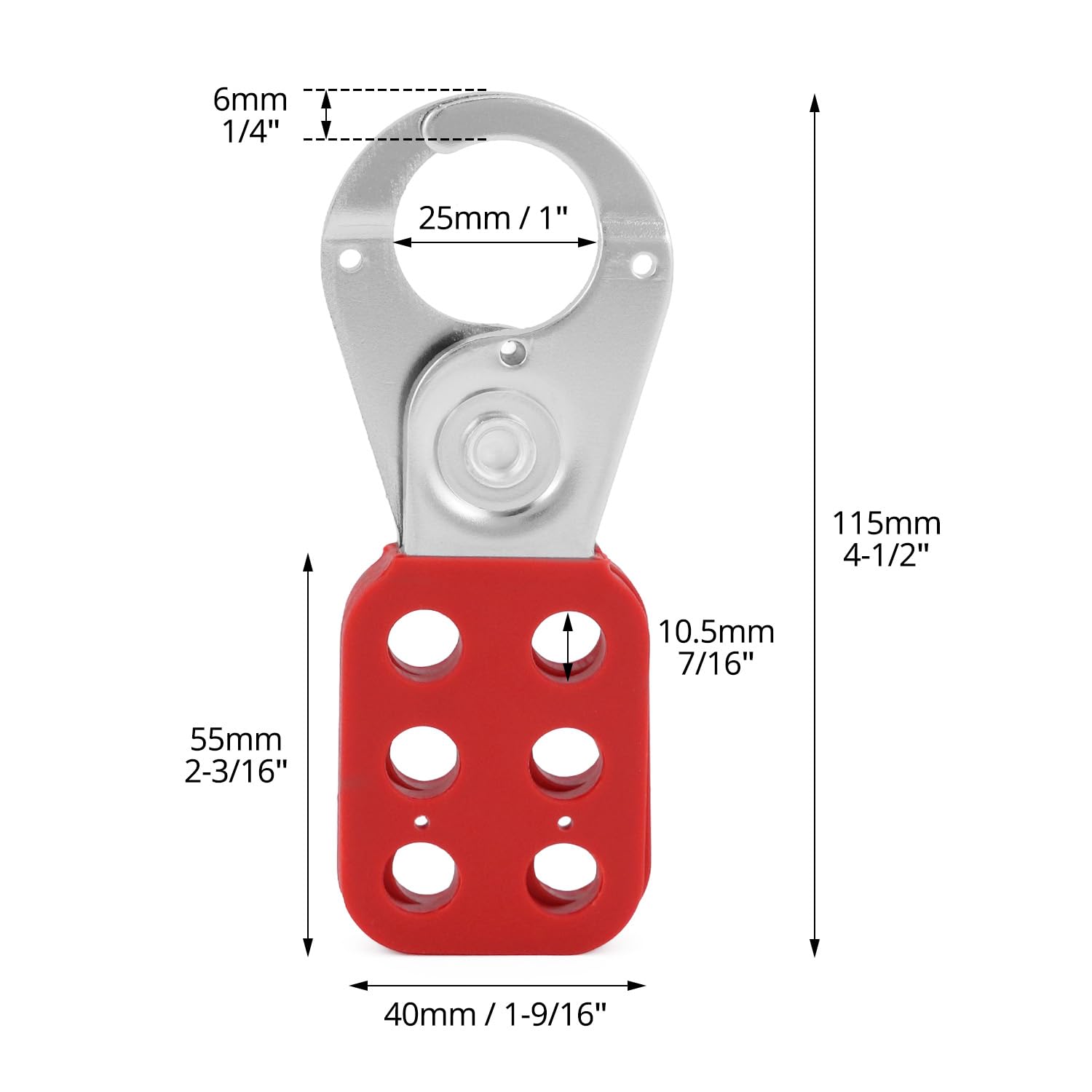 QWORK Cerradura de bloqueo de etiqueta, acero inoxidable y nailon, 50 unidades, diámetro de mandíbula de 1 pulgada, dispositivo de seguridad de bloqueo de grupo