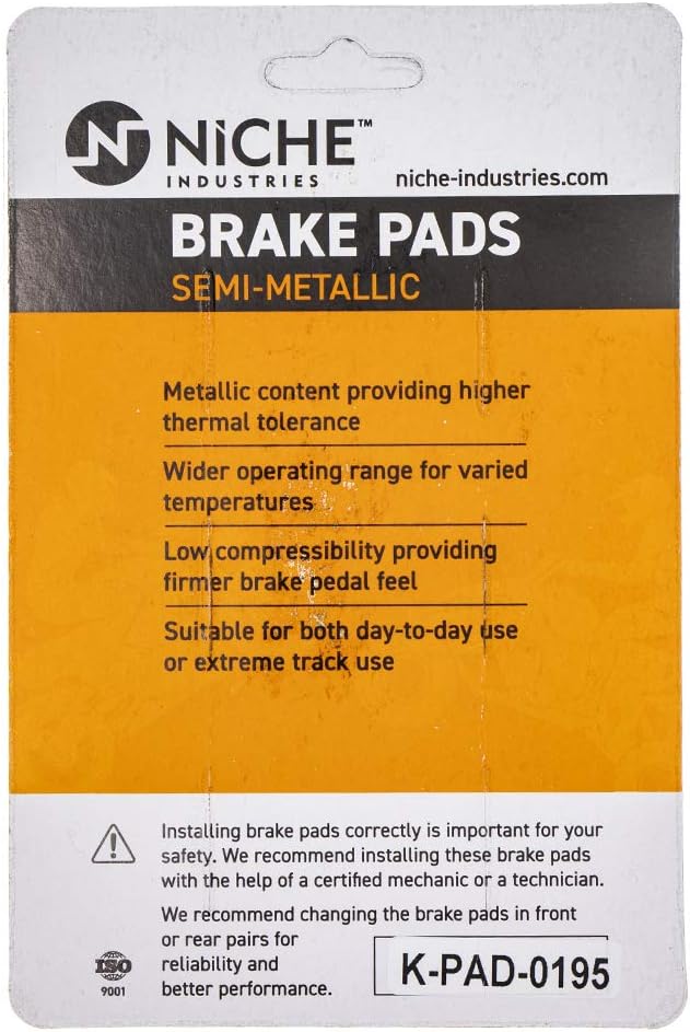 NICHE Brake Pad Set for Yamaha TTR230 Kawasaki KLR650 Front (Semi-Metallic) 4 Pack