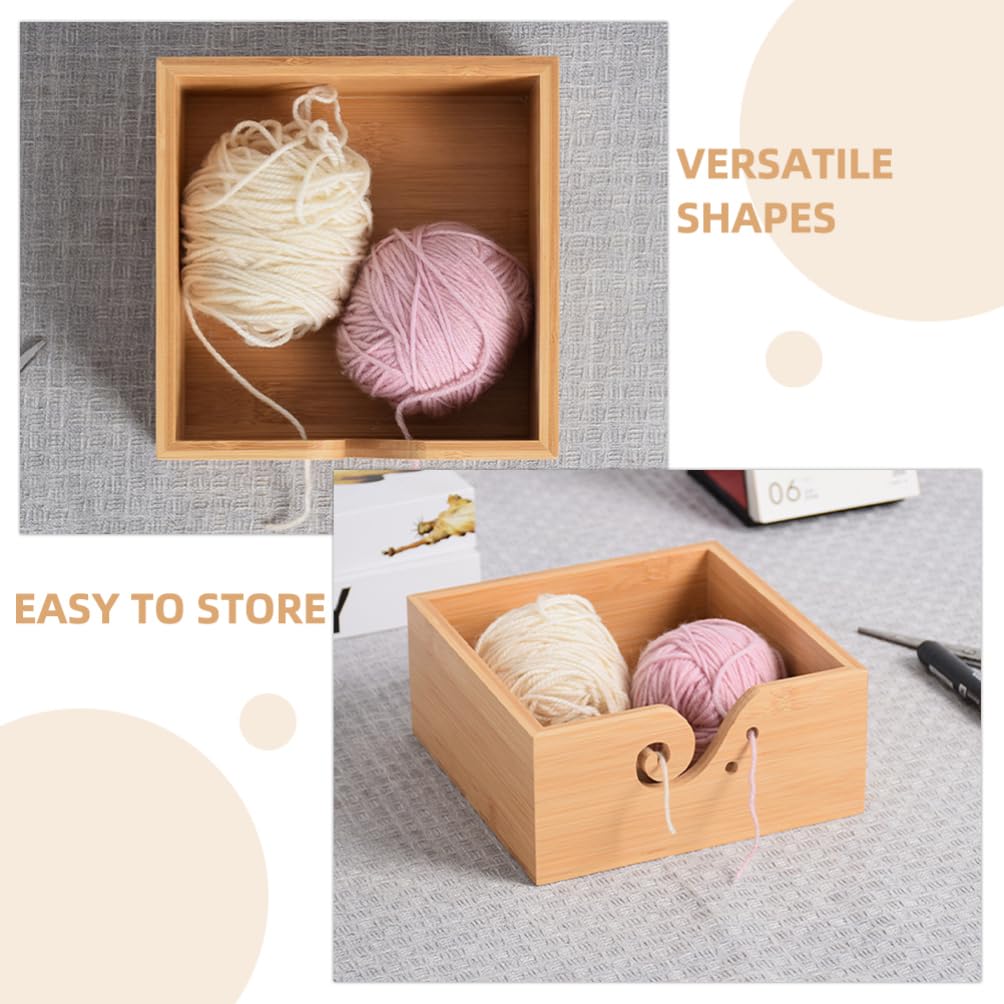 Ciotola per Filati Legno con Coperchio Contenitore per Stoccaggio Yarn Scatola Fatta Mano per Accessori Uncinetto Design Elegante e Naturale per Organizzare e Proteggere Filati