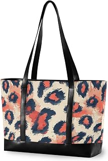 Trending Leopard Fur Blush Red Black essentials work bag with laptop with zipper for teacher with bolso para laptop