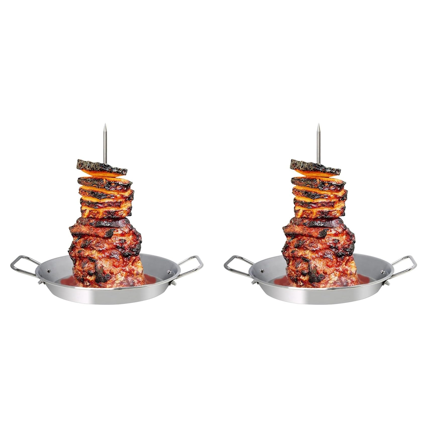 Vjsujehgy 2X Vertical Skewer for Grill-Al Pastor Skewer Brazilian Vertical Spit Stand for Tacos Al Pastor, Shawarma, Kebabs,