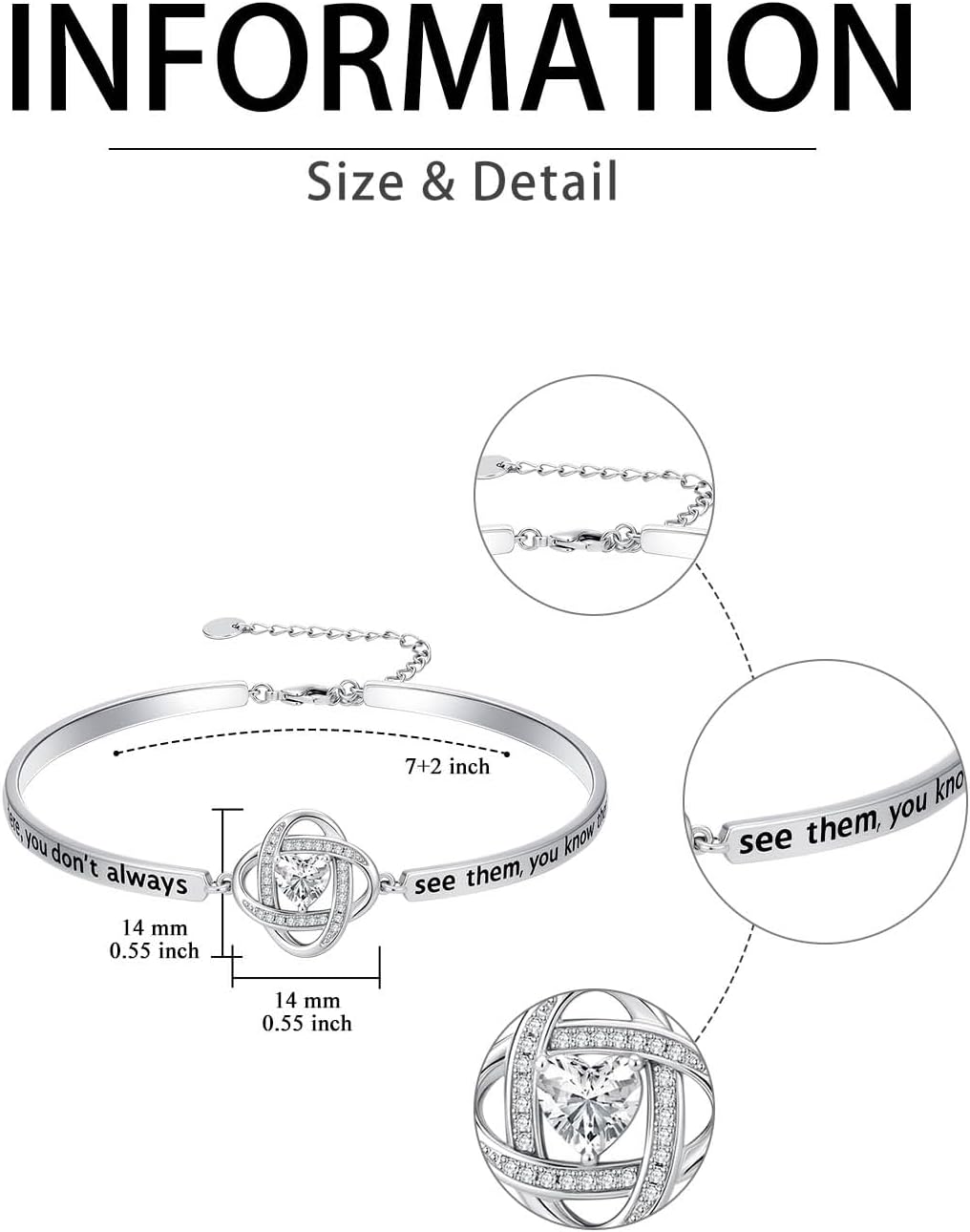 Valentines Day Gifts for Her, 18k White Gold Plated Love Knot Bracelets, Engraved Inspirational and Sentiment Bangle, Anniversary Birthday Jewelry Gift for Lover Wife Girlfriend Sister Friends - Image 5