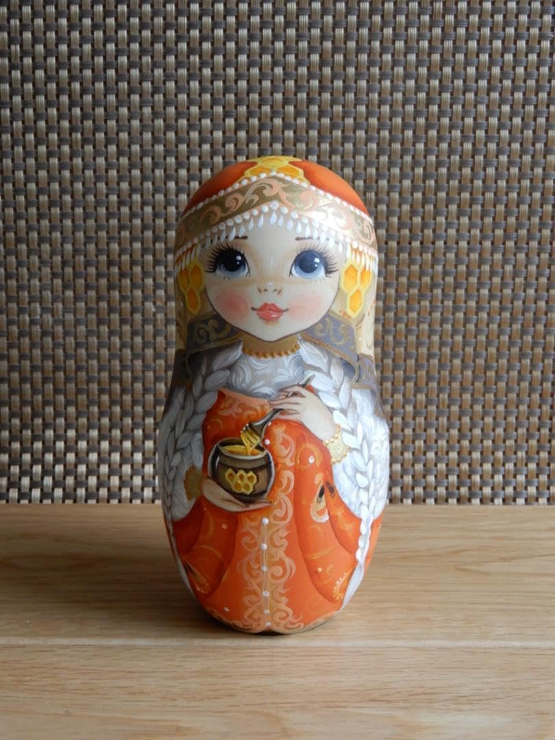 ロシア雑貨 プーシキン原作サルタン皇帝民話マトリョーシカ(5P)オルガ作