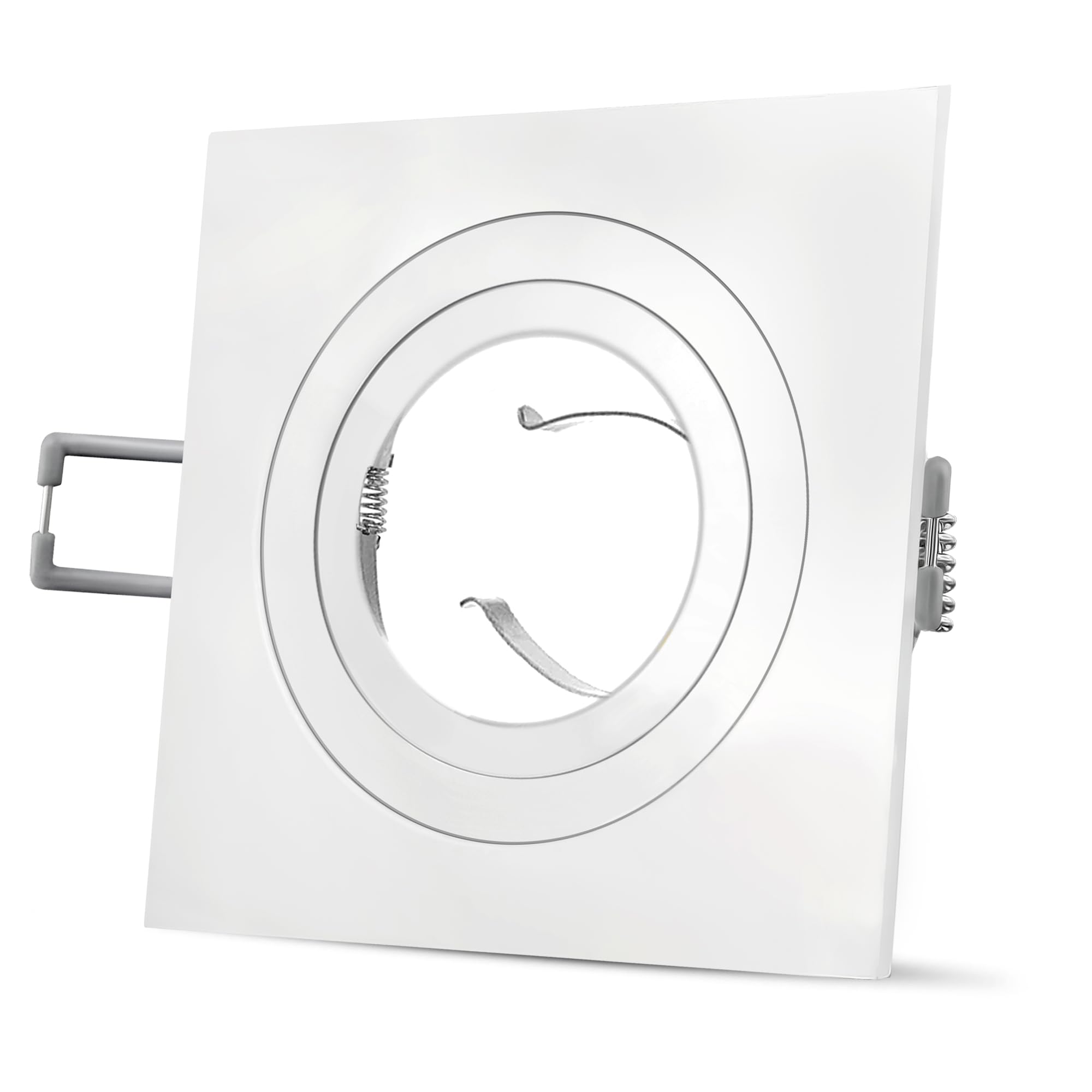 SSC-LUXon 6er Set Einbaustrahler QF-2 quadratisch weiß – schwenkbarer Einbauspot ohne Leuchtmittel – 92x92mm – mit GU10 Fassung