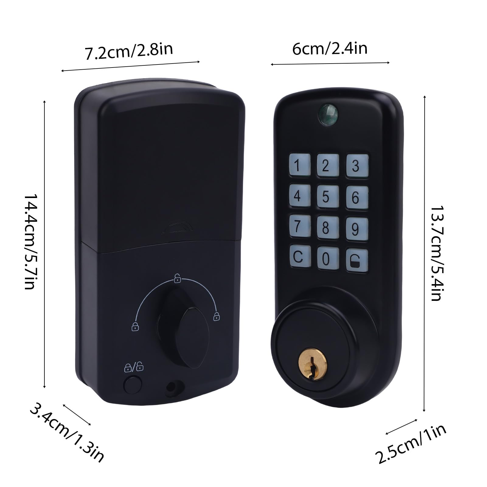 Pongnas Cerradura Inteligente, Entrada sin Llave, 35-55mm, for Puertas con | Teclado Electrónico de Aleación de Zinc, Acceso con Contraseña y Llave, para Puertas de Madera y Acero en Hogar u Oficina