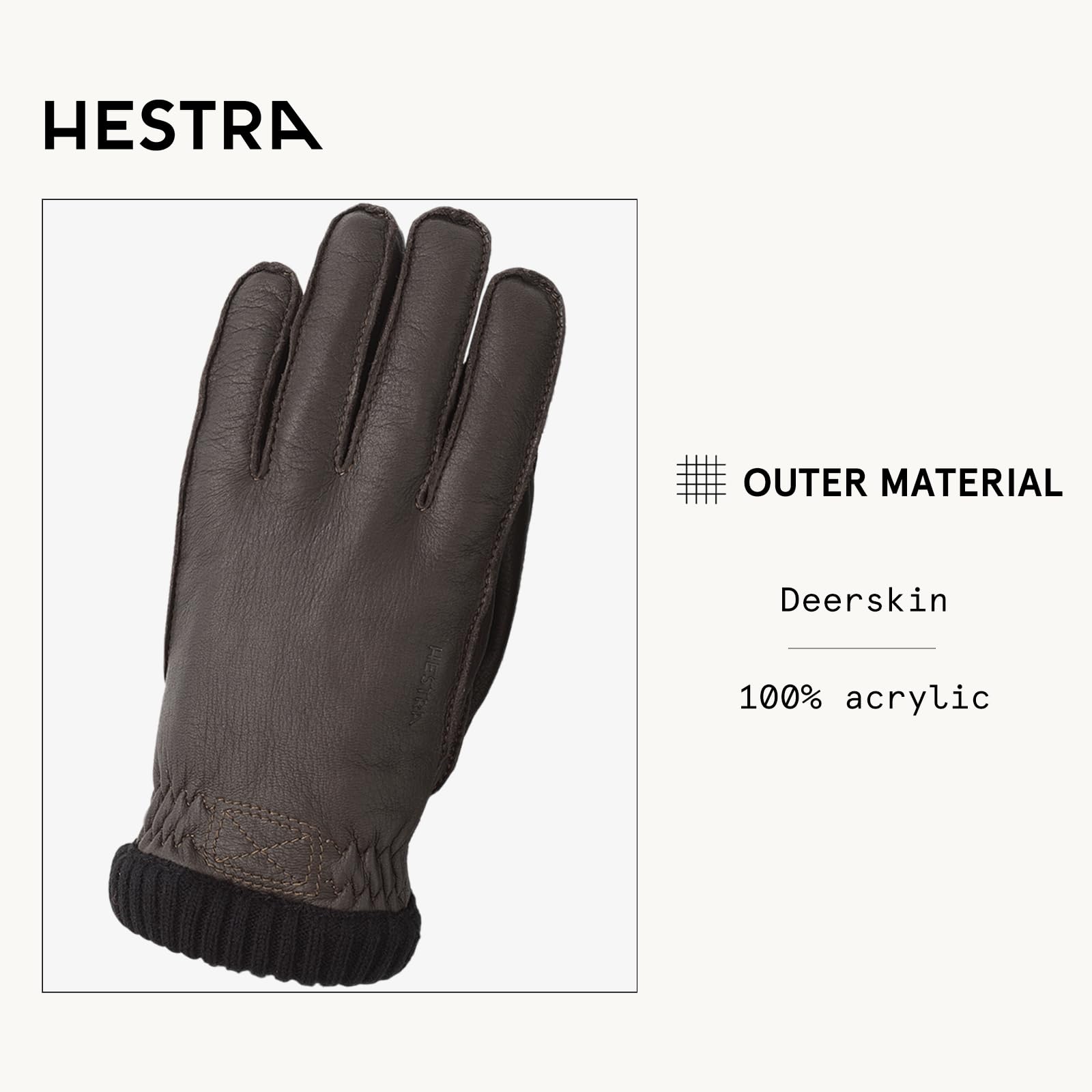 Hestra Guanti Deerskin Primaloft Rib Uomo - a dita con fodera Inverno autunno/inverno