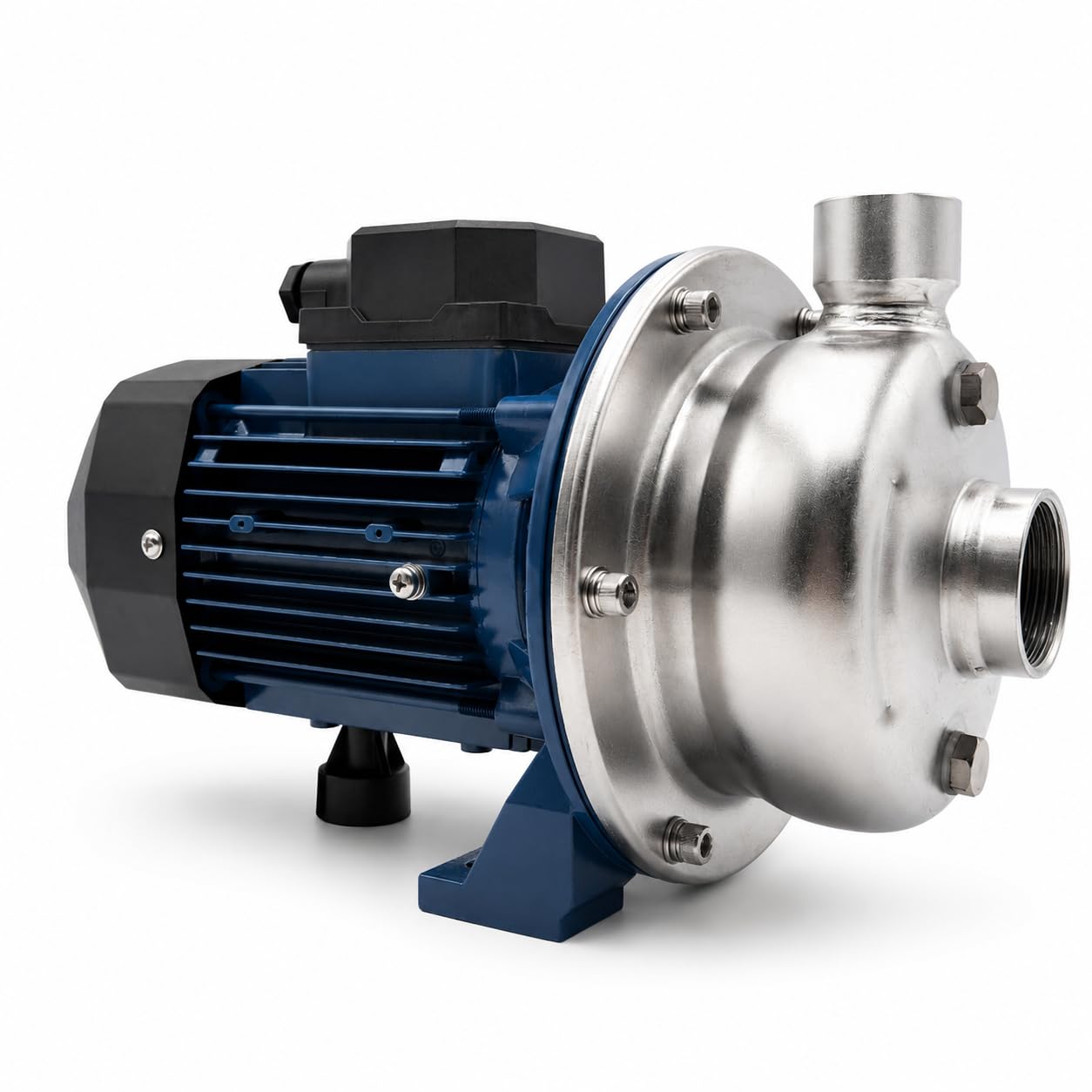 Ampika FCP 1,5/15-AM Pompa Centrifuga Alimentare 380V Trifase - Acciaio Inox AISI 304, 1500 l/h, Altezza 15 m, Motore 0,37 kW IP55, Guarnizioni Viton, per Latte, Succhi e Acqua Potabile