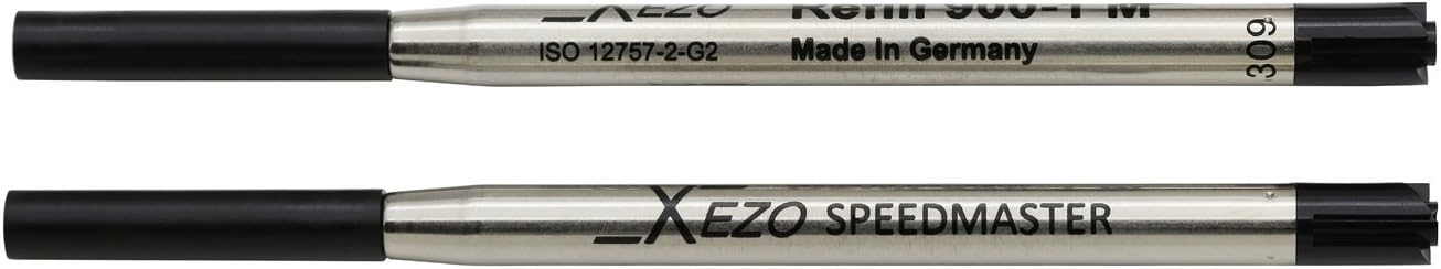 Xezo 900-1 Gel Ink Refills for Ballpoint Pens, Black. Standard Size. Medium Tip. Pack of 2