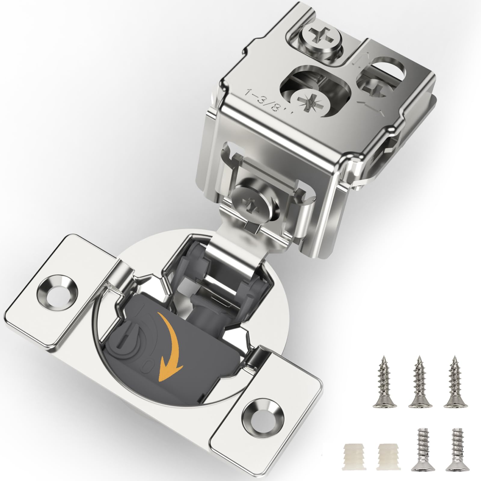 Photo 1 of [Closing Speed Control] 2 Pack 1-3/8 Inch Overlay Soft Close Hinges for Face Frame Cabinet, 4D Adjustment, Stainless Steel Kitchen Cabinet Hardware, 105° Open Concealed Self Closing Hinge