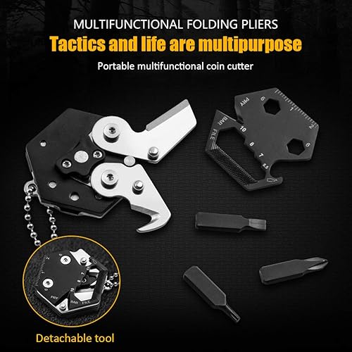 Miniatura 4 de Llavero multiherramienta de forma hexagonal, multiherramienta de bolsillo portátil con cortador plegable, juego de destornilladores, abrebotellas y