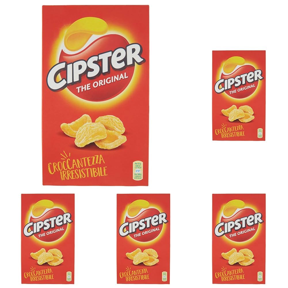 Cipster the Original, Chips di Patate Croccanti, Gusto Leggero e Forma Iconica, 85g (Confezione da 5)