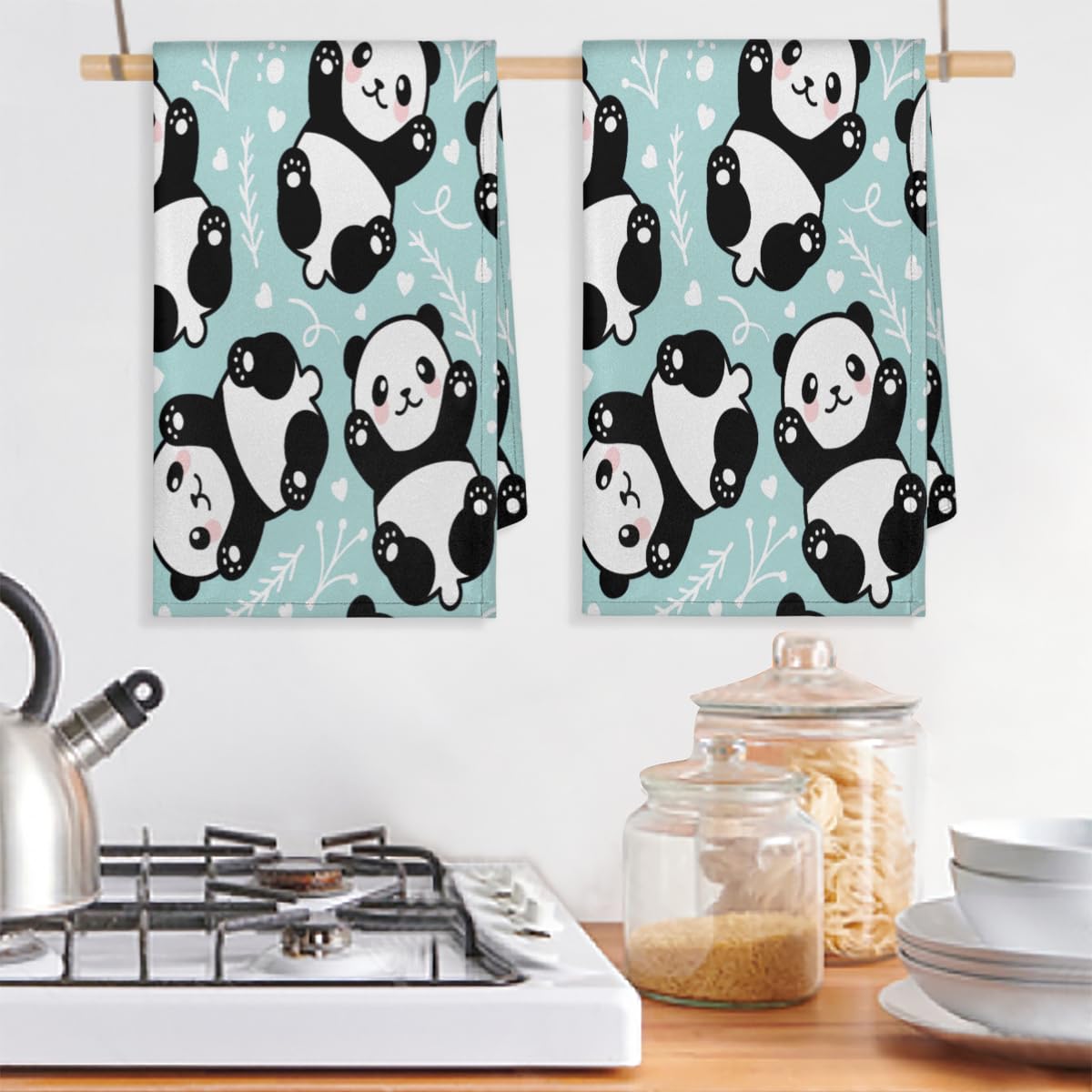 Panda Animal Print - Asciugamano da spiaggia in microfibra ad