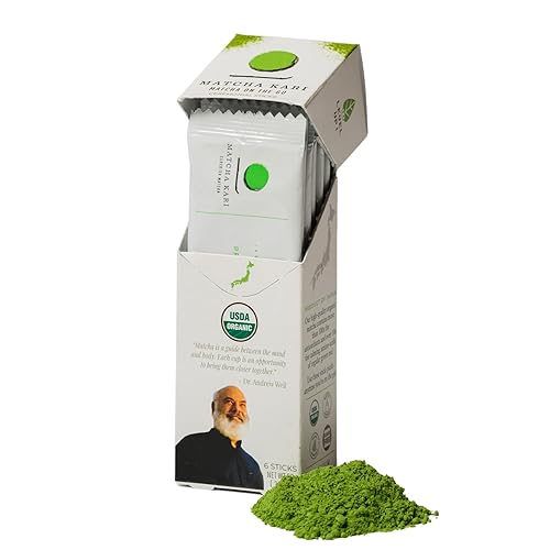 Polvo de té verde matcha, palitos individuales de polvo de matcha orgánico ceremonial del Dr. Weil - Paquetes de té individuales (6)