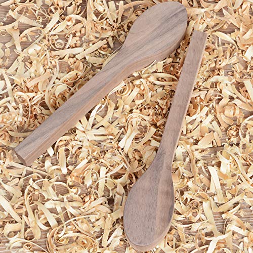 2Pcs Walnut Wood Carving Spoon Blank Unfinished Wooden Craft Whittling Kit for Whittler Starter Kids - Thumbnail 4