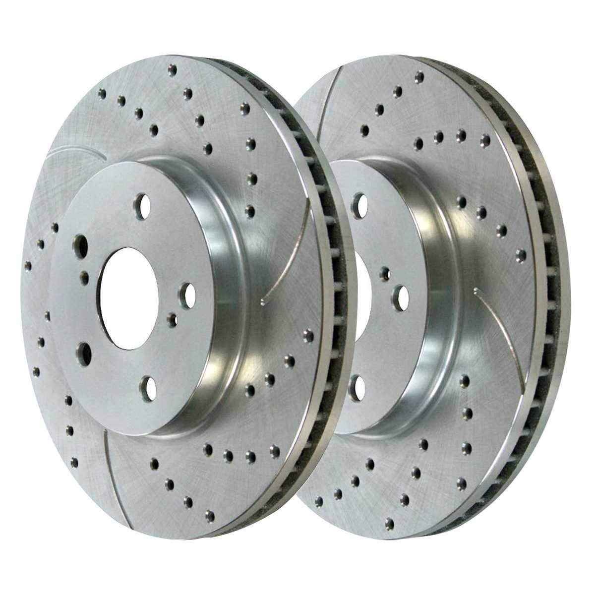 AutoShack Front Drilled Slotted Brake Rotors Silver Pair of 2 Driver and Passenger Side Replacement for Lexus ES300 Toyota Camry 2004-2008 Solara 2004-2010 Sienna 2005-2007 Avalon AWD FWD PR41316DSZPR