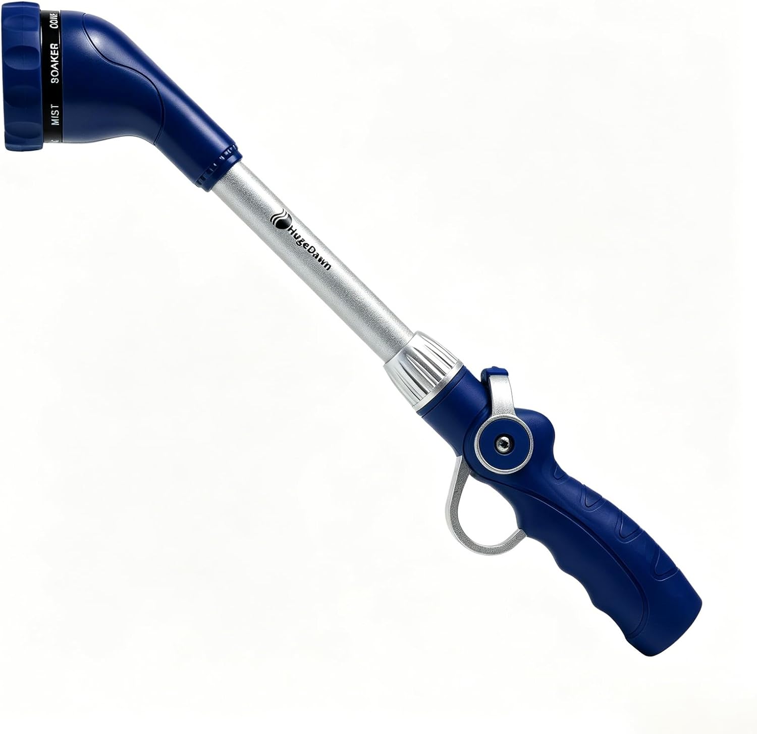 Garden Hose Wand, 16-Inch Heavy Duty Zinc Alloy & Aluminum Watering Wand with 8 Spray Patterns Thumb Control for Hanging Baskets, Garden, Cleaning (Blue)