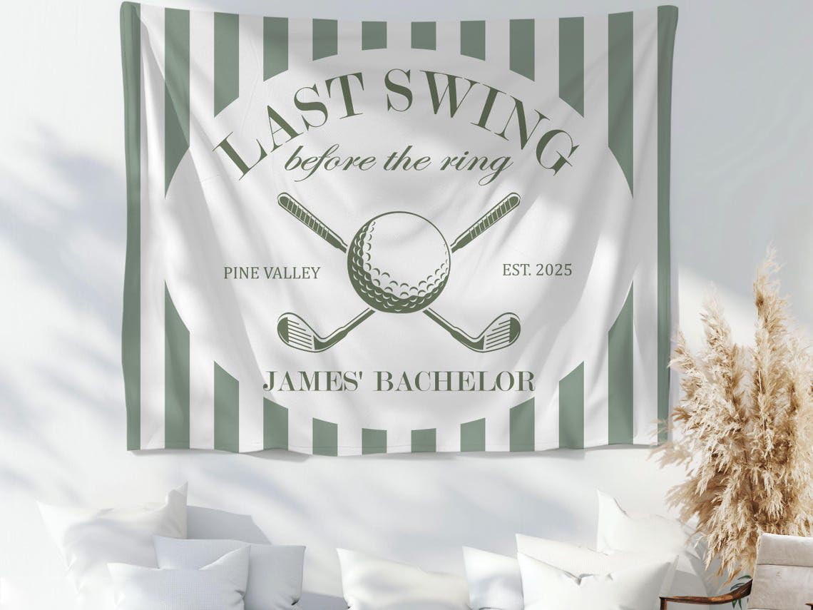 Last Swing Before The Ring Bachelor Decorations Golf Groom Men Trip Backdrop Background Banner for Men Golf Bachelor Party Favors Country Club Bach