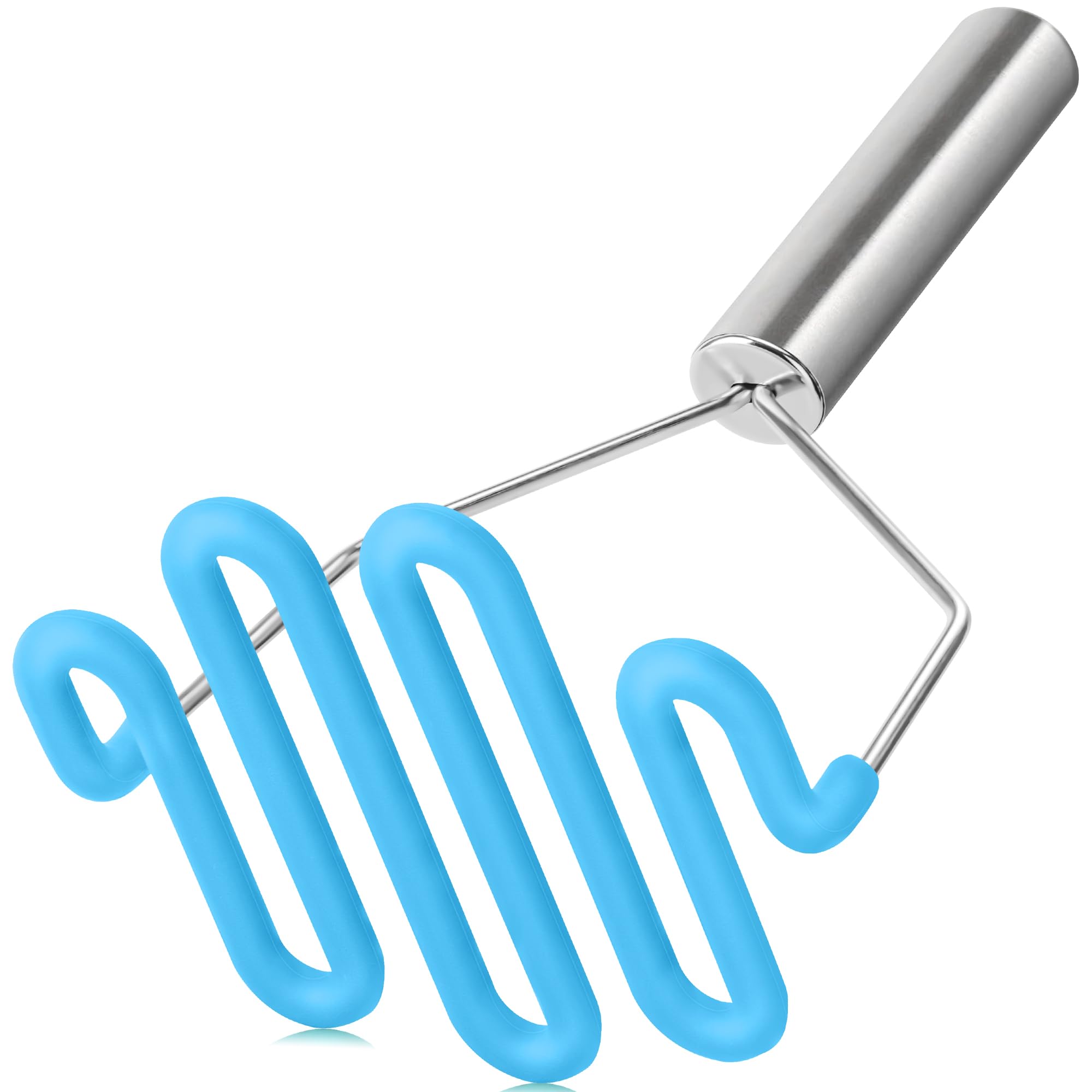Urbanstrive Non-Scratch Silicone Potato Masher Kitchen Tool, Potatoes Masher Potato Masher Stainless Steel Wrapped in Premium Silicone, Potato Smasher, Blue
